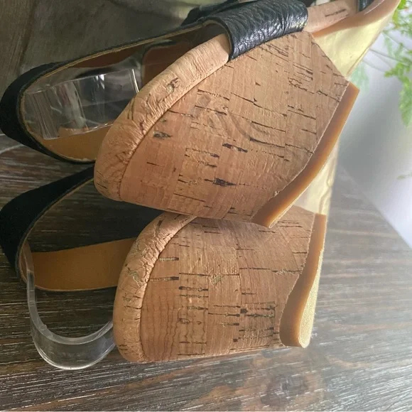 Kork-Ease Korks Laurelin Black Pebbled Leather Cork Block Heel Sandals Women 8 M - Picture 10 of 11